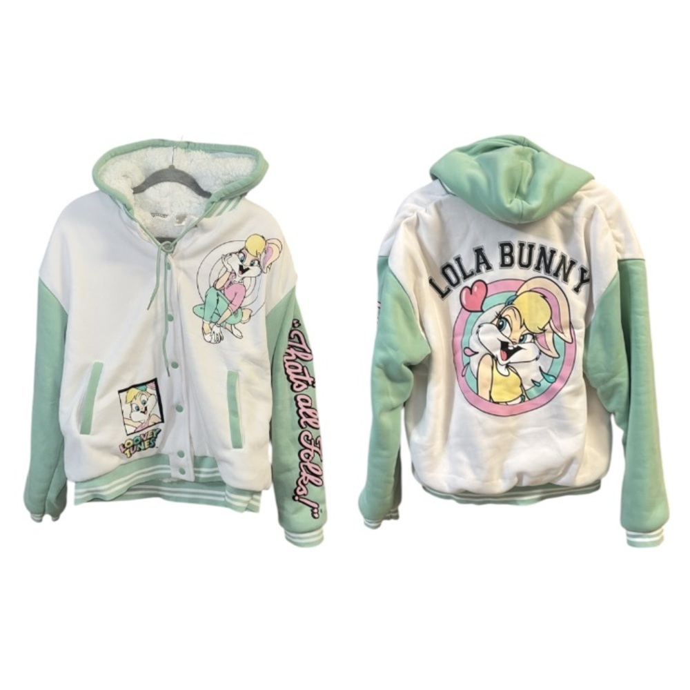 Looney Tunes White and Green Jacket Hoodie Fleece Lola Bunny NEW WITH TAGS